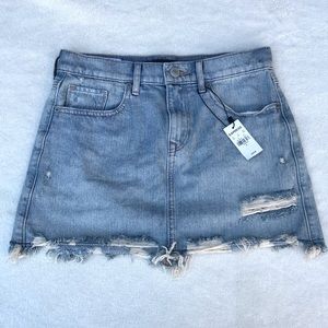 Express Blue 90s Mid Rise Medium Wash Distressed Denim Jean Mini Skirt Sz 0